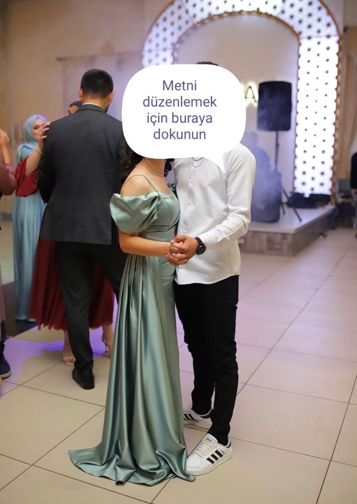 Drapeli Askılı Uzun Abiye Elbise - Görsel 2