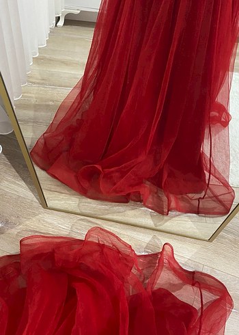 Klasik Zarafet Kırmızı Uzun Abiye Elbise - Görsel 5