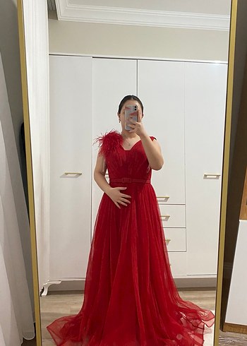 Klasik Zarafet Kırmızı Uzun Abiye Elbise - Görsel 2