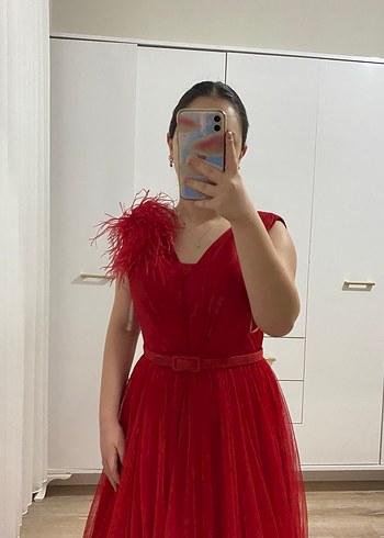 Klasik Zarafet Kırmızı Uzun Abiye Elbise - Görsel 3