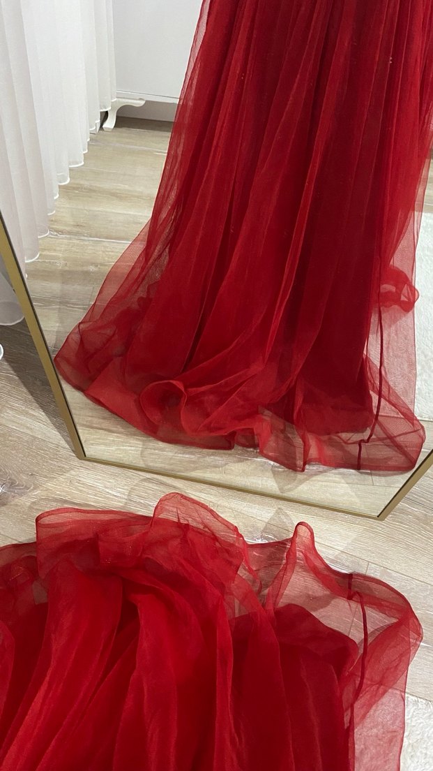 Klasik Zarafet Kırmızı Uzun Abiye Elbise - Görsel 5