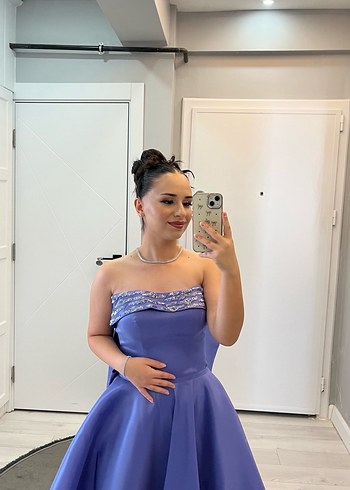 Ömür inn lila Uzun Abiye Elbise - Görsel 4