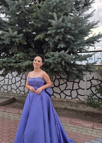 Ömür inn lila Uzun Abiye Elbise - Görsel 3