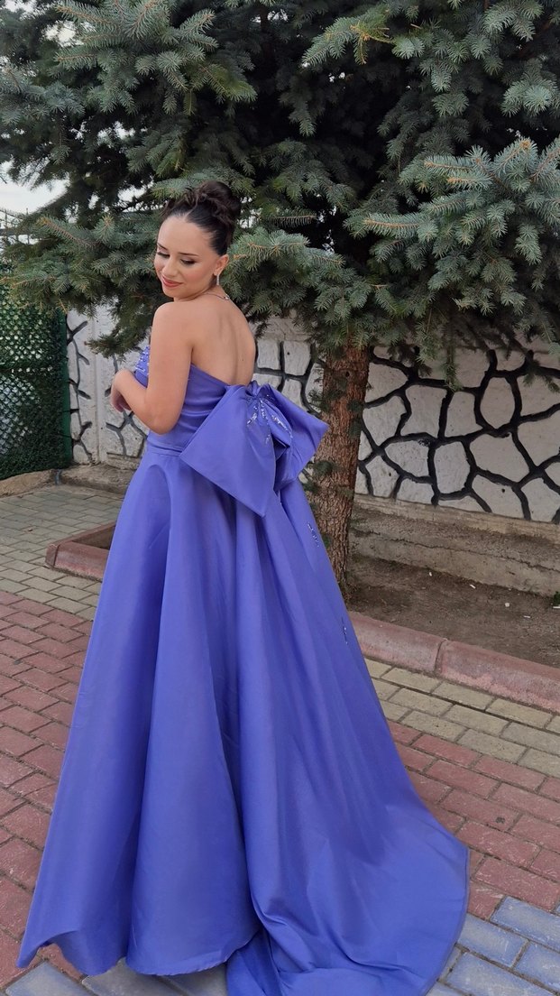 Ömür inn lila  Uzun Abiye Elbise - Görsel 2