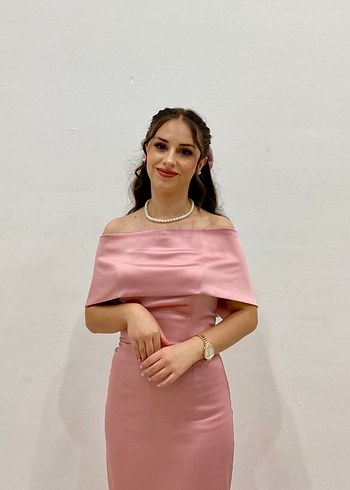 Pembe Uzun Kadın Abiye Elbise - Görsel 2