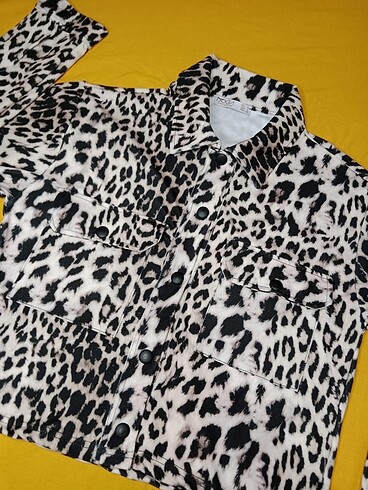 s Beden Leopar Desen Ceket