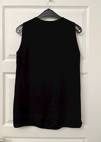 Siyah V Yaka Kolsuz Keten Bluz - Görsel 2