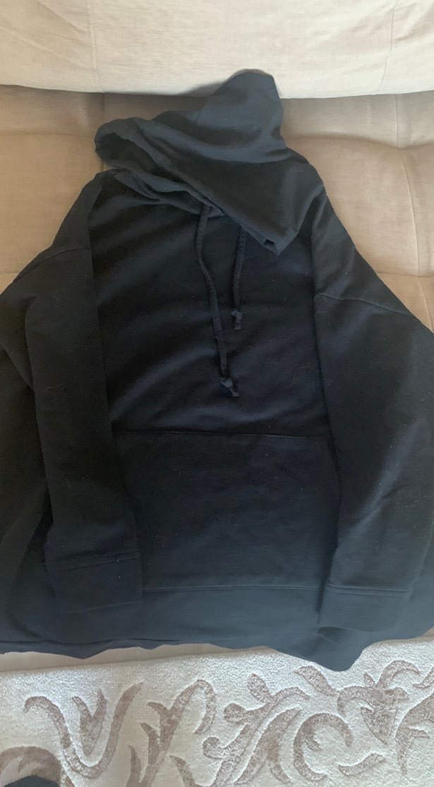 Siyah Kadın Kapüşonlu Sweatshirt - Görsel 2