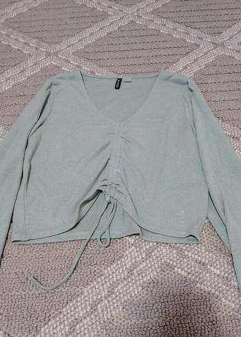 l Beden V Yakalı Kadın Triko Crop Top