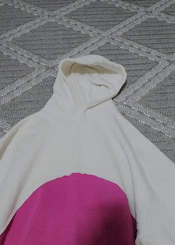 universal Beden pembe Renk Pembe Kapüşonlu Oversize Sweatshirt