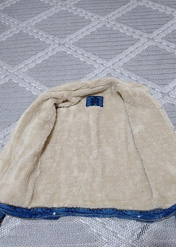 s Beden Düğmeli Uzun Kollu Mavi Denim Ceket