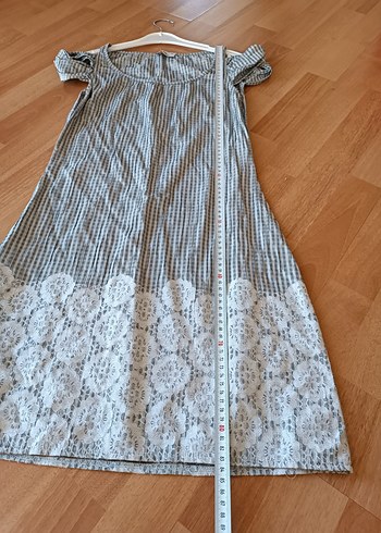 s Beden gri Renk Dantel Detaylı Gri Midi Bohem Elbise