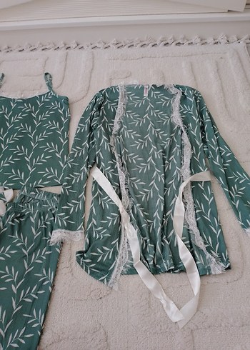 s Beden Yeşil Bohem Kısa Askılı Kadın Pijama Takımı