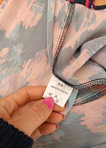 Çok Renkli Bohem Uzun Elbise V Yaka - Görsel 7