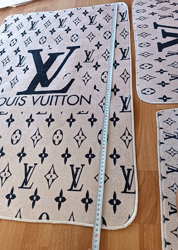 Beden Louis Vuitton Desenli Beyaz Gri Banyo Paspası Seti