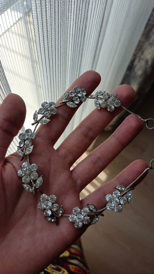 Çiçek Desenli Payetli Vintage Kadın saç aksesuar - Görsel 3