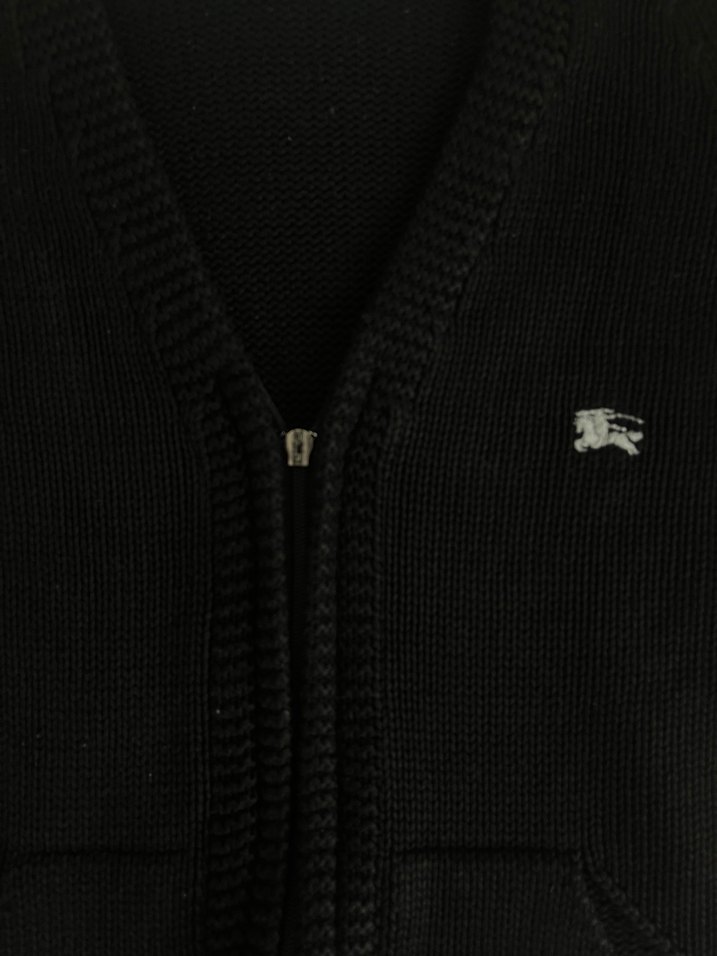 Burberry Siyah Kapüşonlu Fermuarlı Triko Hırka — görsel 5/7