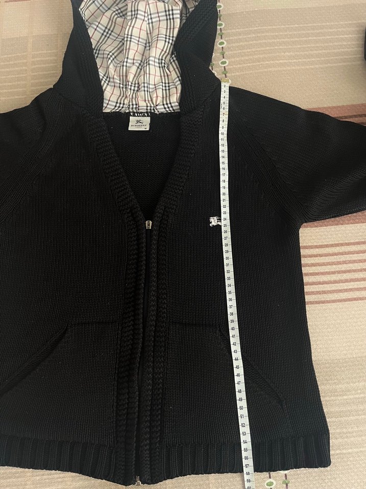 Burberry Siyah Kapüşonlu Fermuarlı Triko Hırka — görsel 6/7