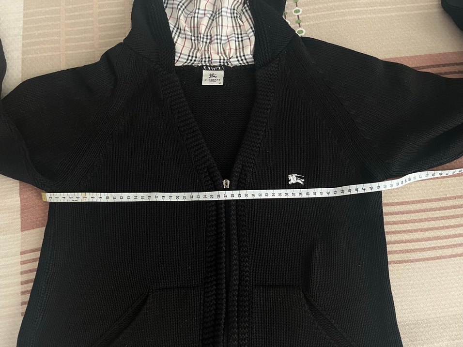 Burberry Siyah Kapüşonlu Fermuarlı Triko Hırka — görsel 7/7