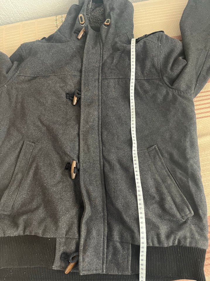 Koyu Gri Kapüşonlu Fermuarlı Ceket — görsel 10/10