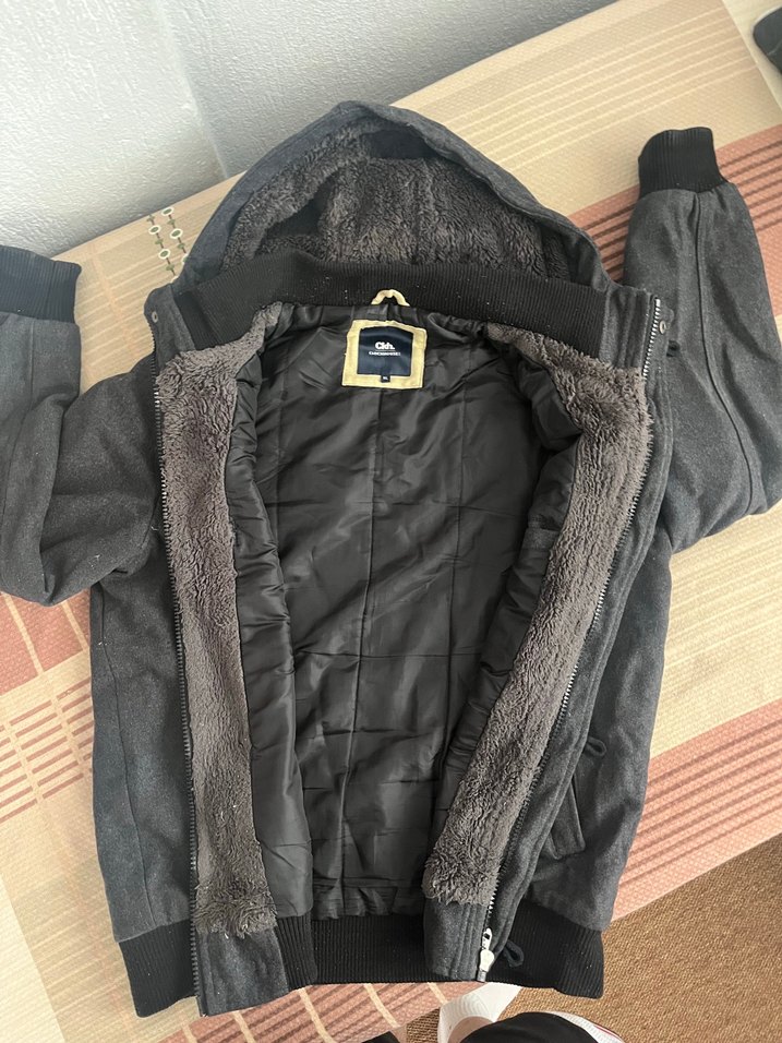 Koyu Gri Kapüşonlu Fermuarlı Ceket — görsel 2/10