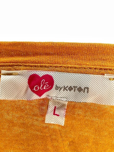 l Beden turuncu Renk Koton T-shirt %70 İndirimli.