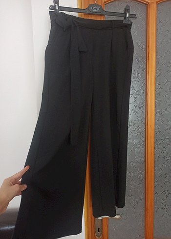Diğer Siyah Kadın Uzun Kemerli Kumaş Pantolon