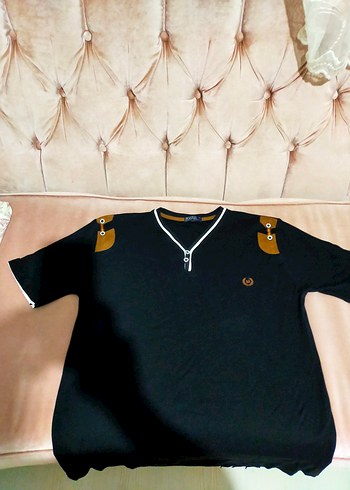 U.S Polo Assn. Düğmeli Siyah Erkek Süet Polo Tişört