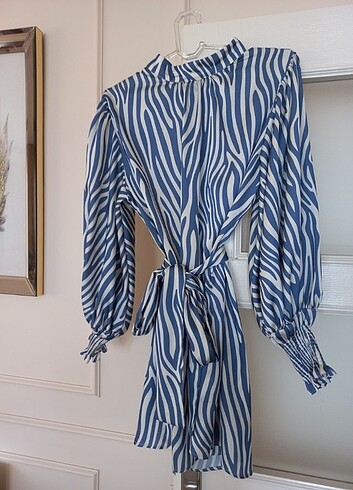 Balon kol zebra mavi tunik