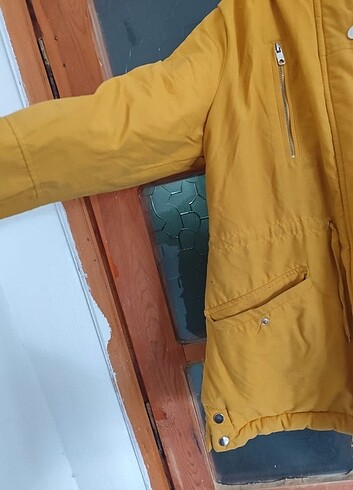 36 Beden Sarı kışlık pamuklu mont