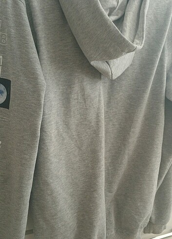 13-14 Yaş Beden gri Renk Kapüşonlu Sweatshirt