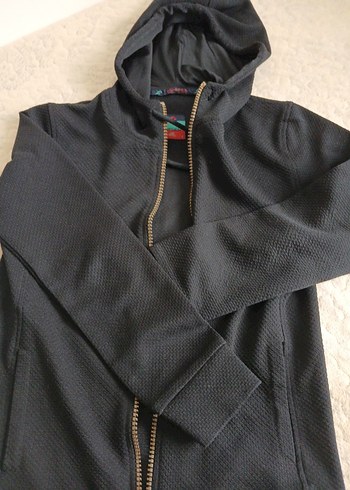 LC Waikiki Erkek Siyah Kapüşonlu Fermuarlı Sweatshirt