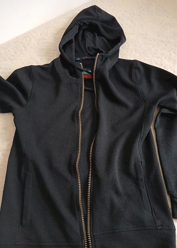Erkek Siyah Kapüşonlu Fermuarlı Sweatshirt