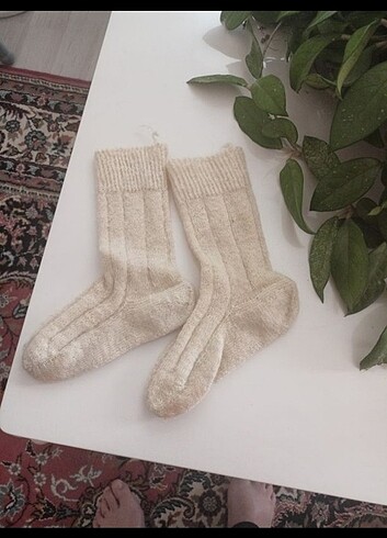 El örgüsü tiftik unisex çorap