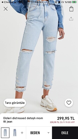 pullandbear mom jean 36
