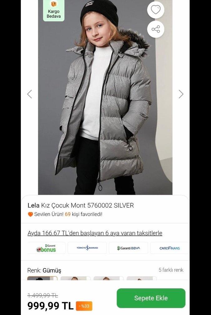 Lela Kız Çocuk Mont - Görsel 2