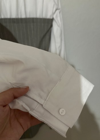 Gri Çizgili Midi Ofis Elbisesi - Görsel 4