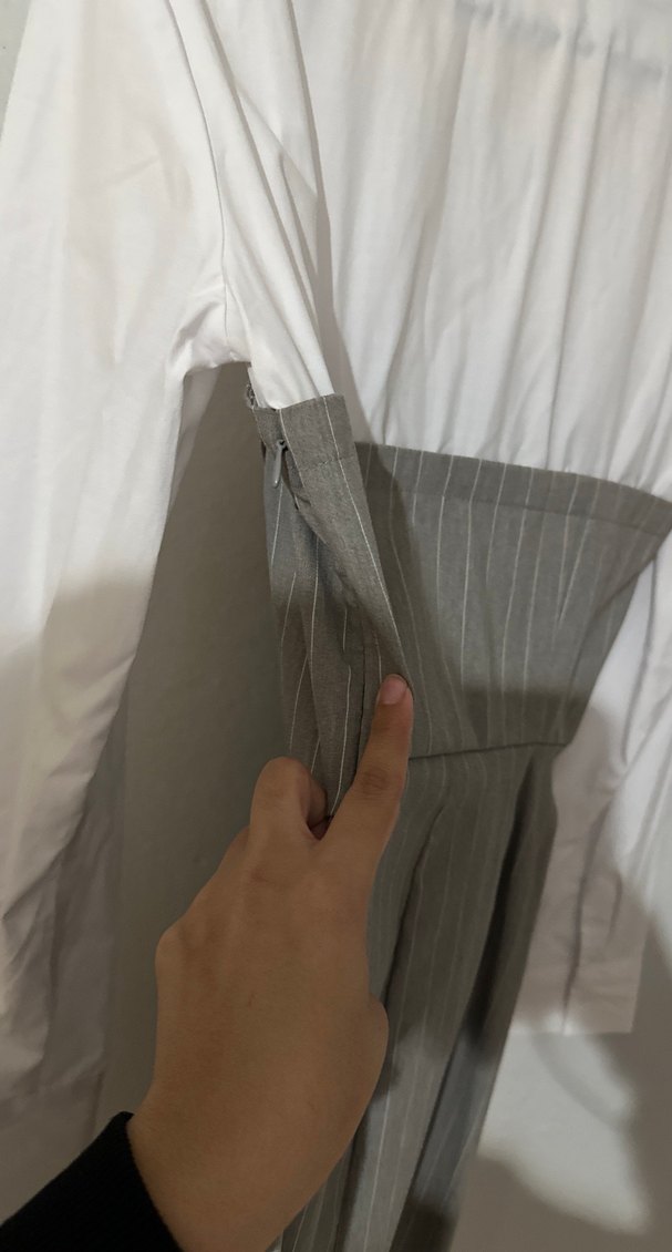 Gri Çizgili Midi Ofis Elbisesi - Görsel 3