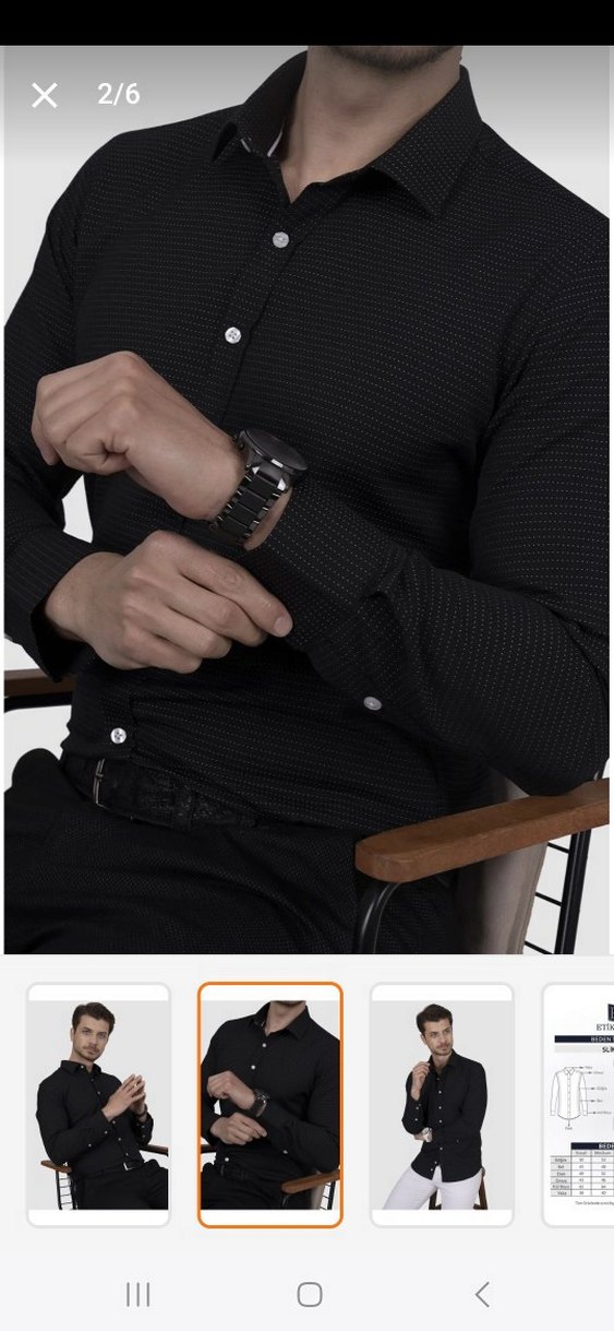 Düğmeli Siyah Erkek Gömlek - Görsel 2