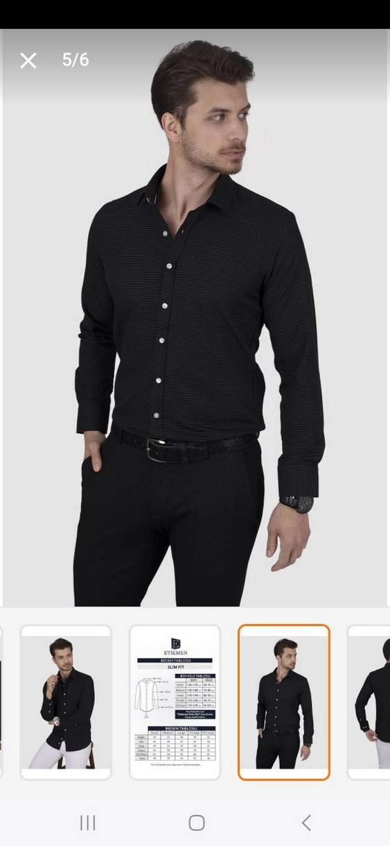 Düğmeli Siyah Erkek Gömlek - Görsel 3