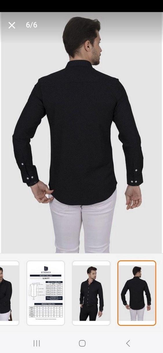 Düğmeli Siyah Erkek Gömlek - Görsel 4