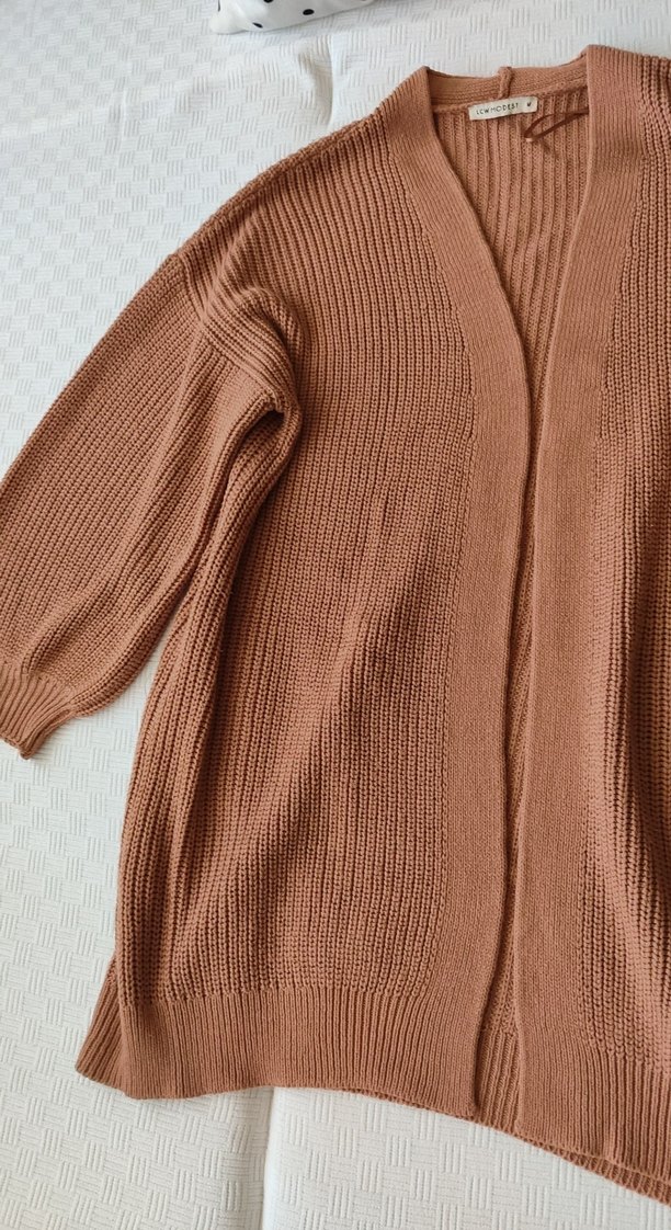 Bej Midi Triko Hırka, Rahat ve Bohem - Görsel 4