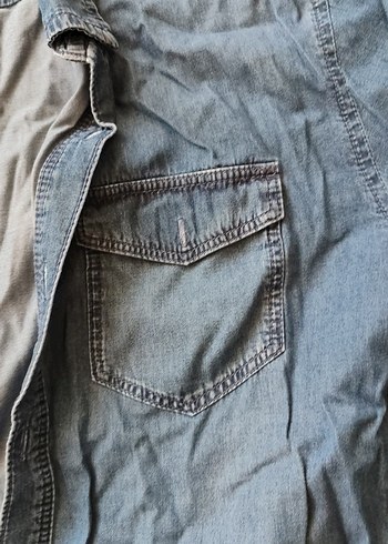 Erkek Mavi Denim Kısa Kollu Kot  Gömlek - Görsel 5