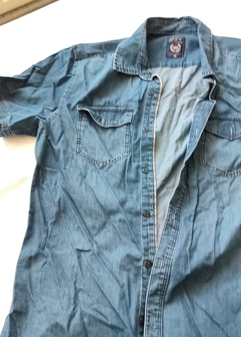 Erkek Mavi Denim Kısa Kollu Kot  Gömlek - Görsel 2