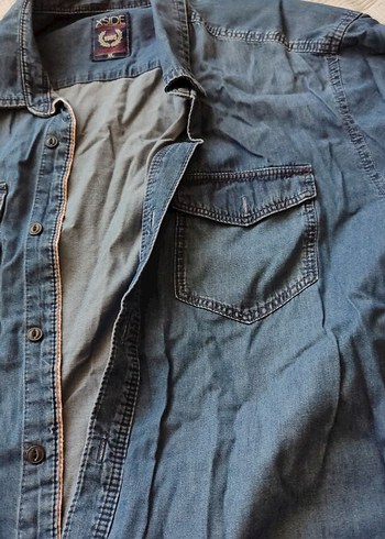 Erkek Mavi Denim Kısa Kollu Kot  Gömlek - Görsel 7