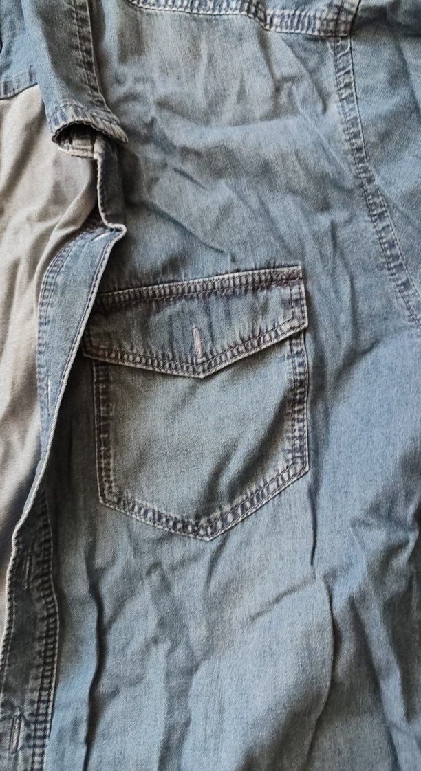 Erkek Mavi Denim Kısa Kollu Kot  Gömlek - Görsel 5