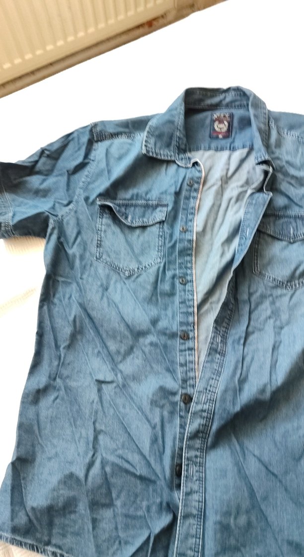 Erkek Mavi Denim Kısa Kollu Kot  Gömlek - Görsel 2