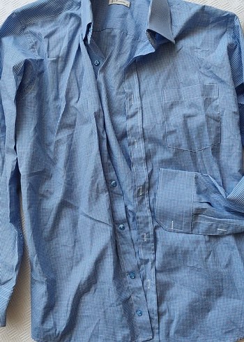 Düğmeli Erkek Mavi Keten Gömlek - Görsel 3