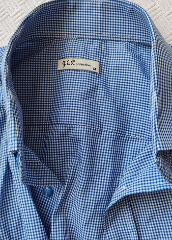 Düğmeli Erkek Mavi Keten Gömlek - Görsel 4