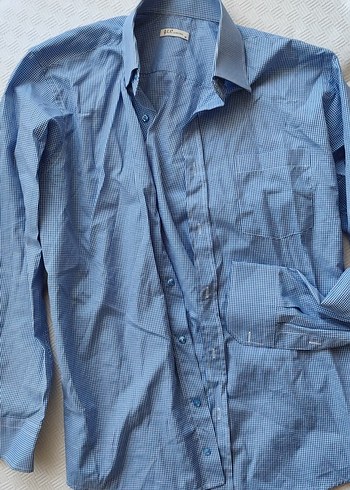 Düğmeli Erkek Mavi Keten Gömlek - Görsel 2